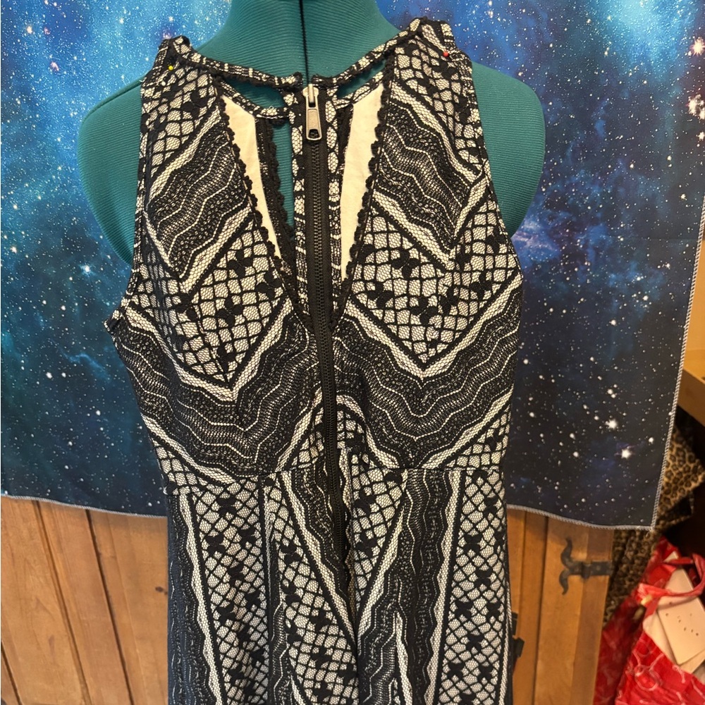 Free People Black and White Lace Accent